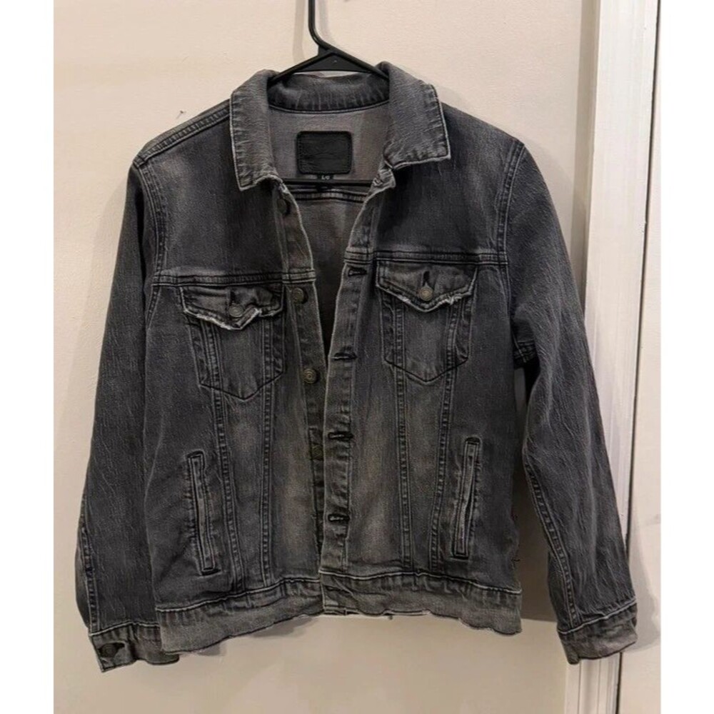 Lucky Brand Distressed Gray Denim Jacket Size Large